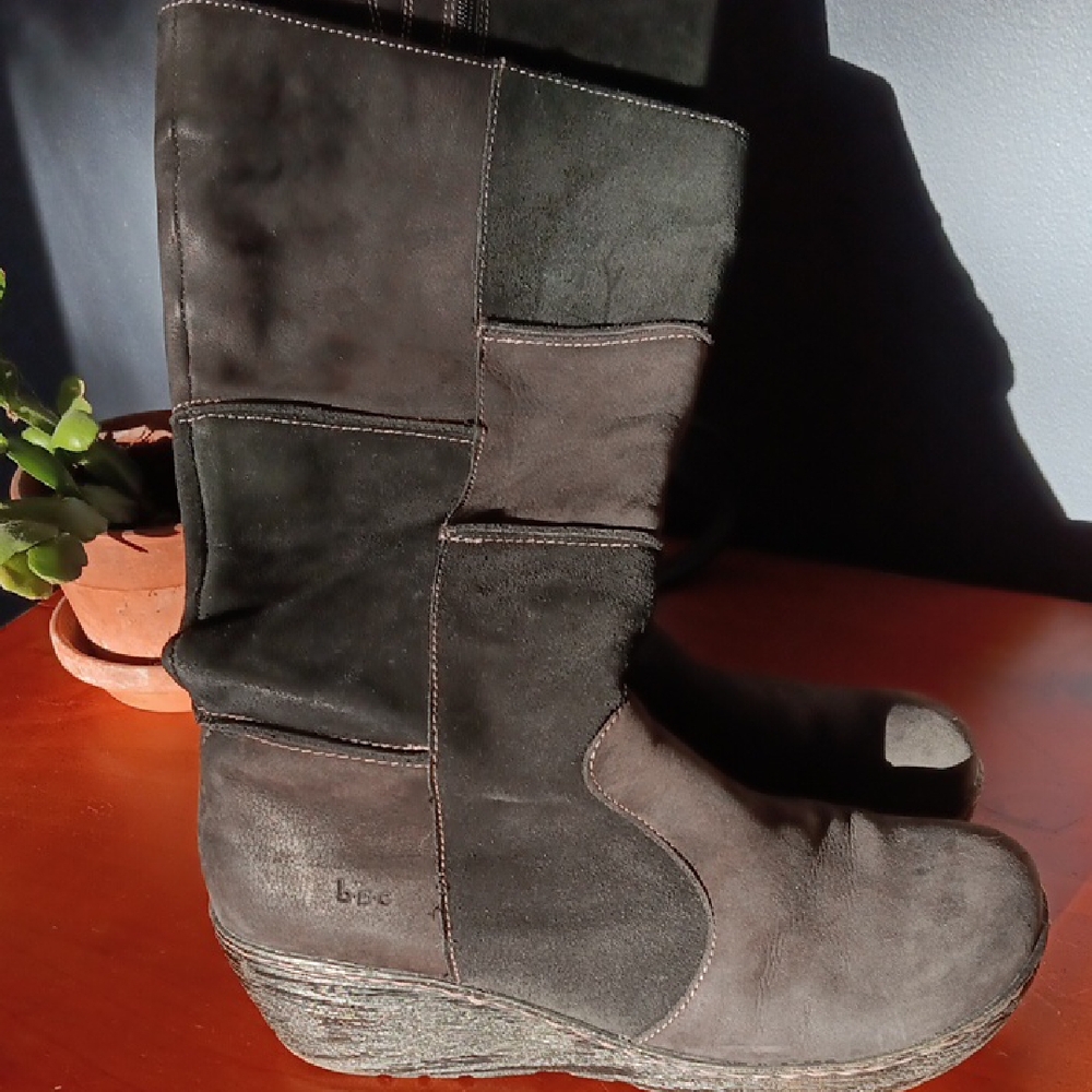 b.o.c. Black and Gray Wedge Boots